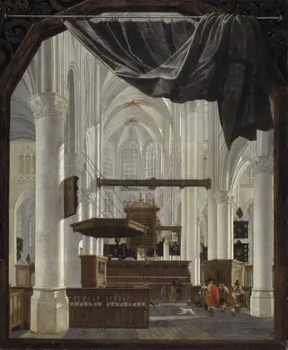 Interior of Sint Gertrudiskerk in Bergen op Zoom, by Unknown, 1655