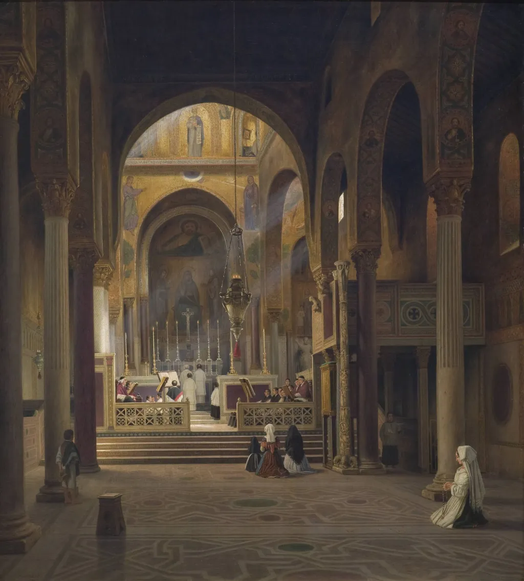 Interior of the Capella Palatina in Palermo, Italy, by Unknown, 1842