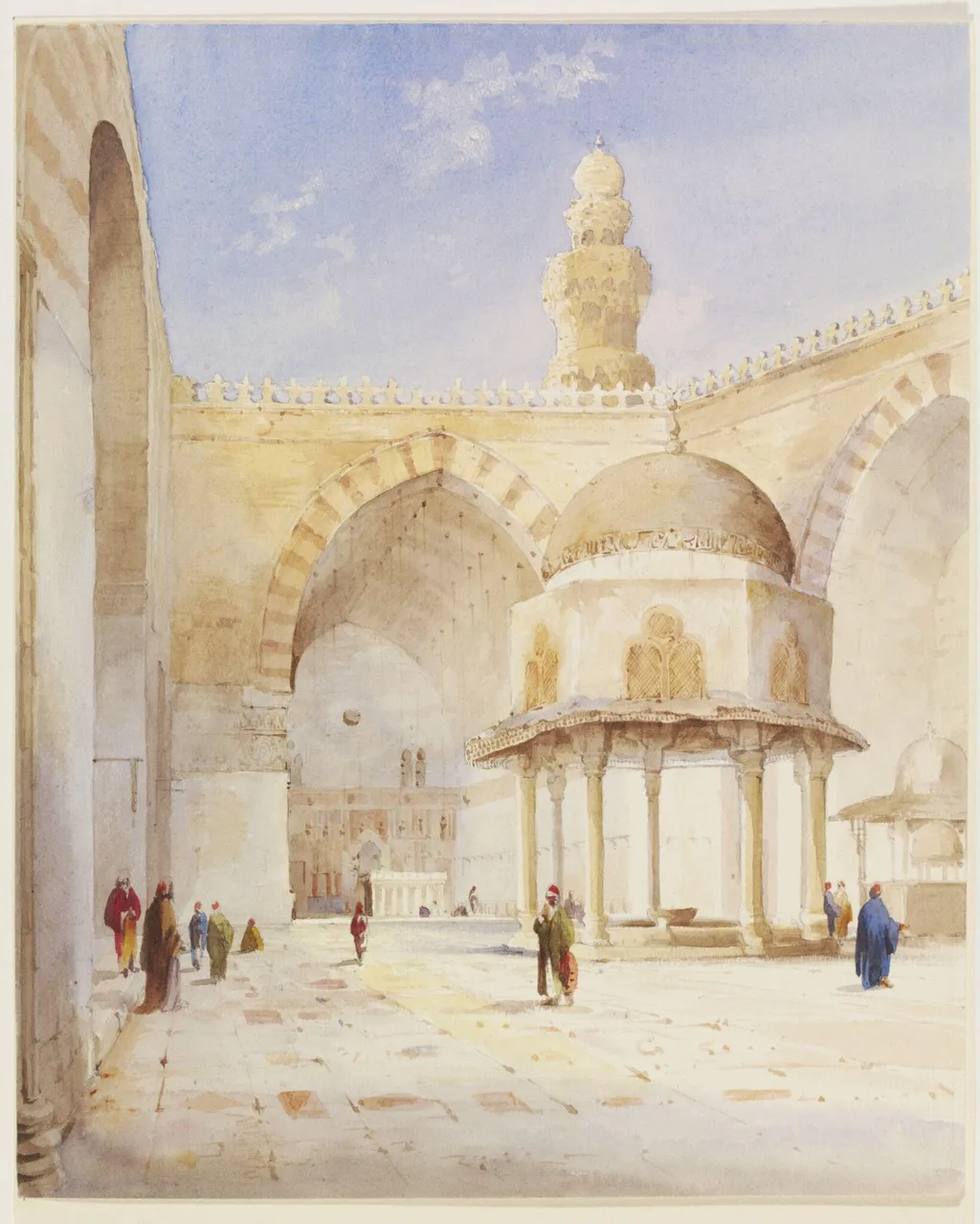 Interior of the Mosque of Sultan Hassan, by Unknown, watercolor, 1847