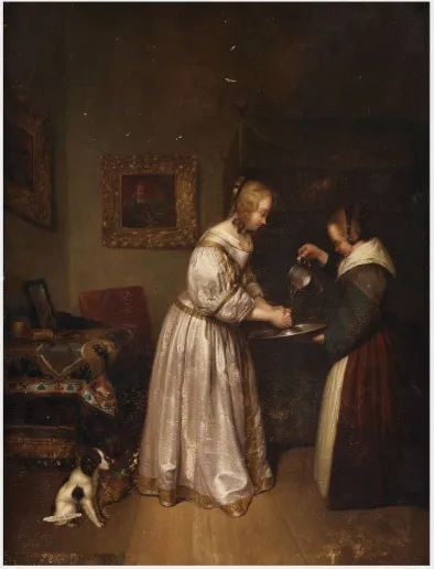 Interior with a Lady Washing her Hands, by Unknown, unspecified