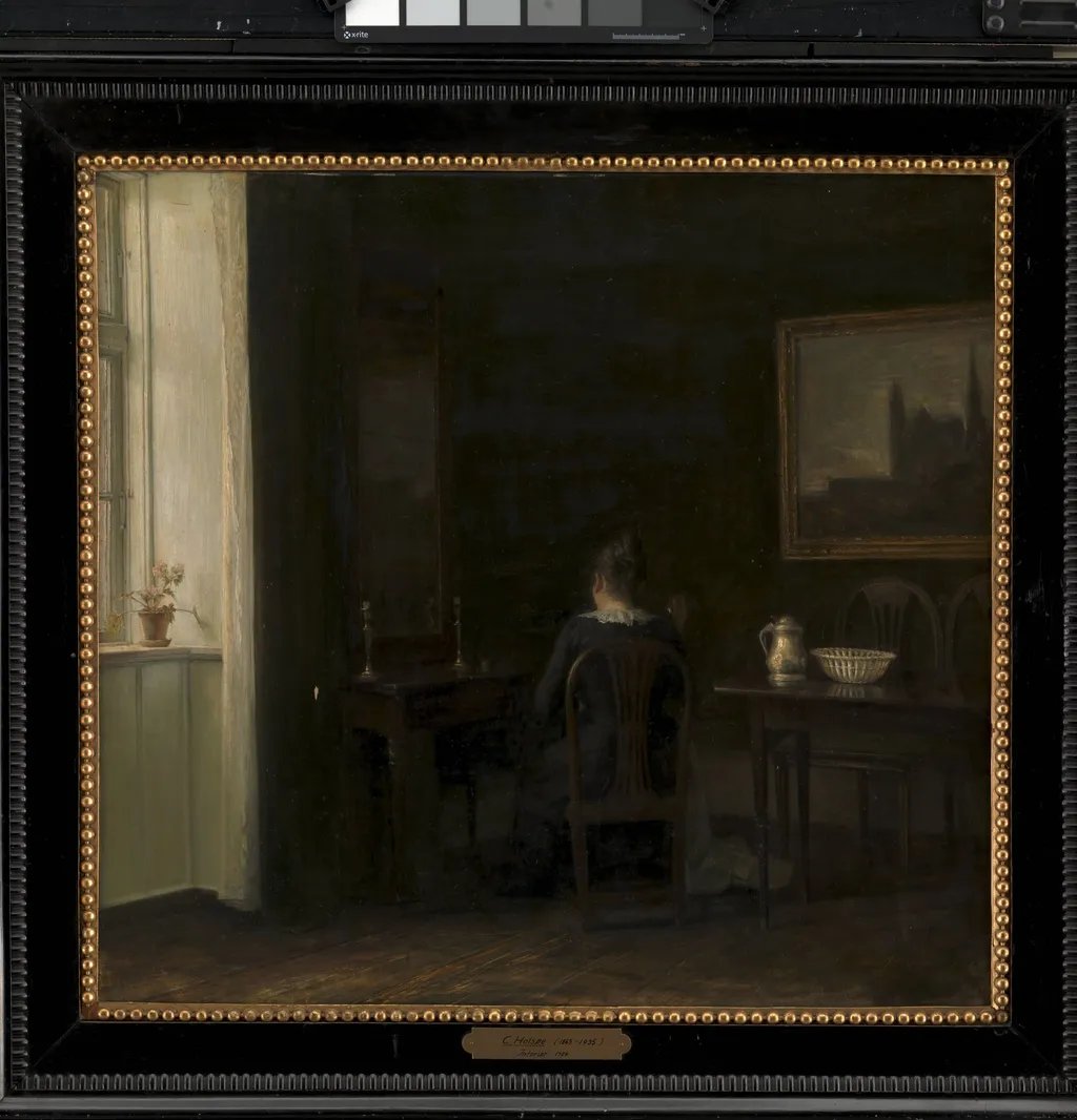 Interior with the Artist's Wife Emilie Heise, by Unknown, 1903