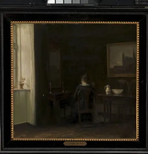 Interior with the Artist's Wife Emilie Heise, by Unknown
