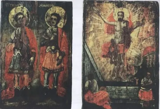 Invierea lui Iisus Hristos; Sfânții Gheorghe și Dimitrie Sfânții Gheorghe și Dimitrie, by Unknown
