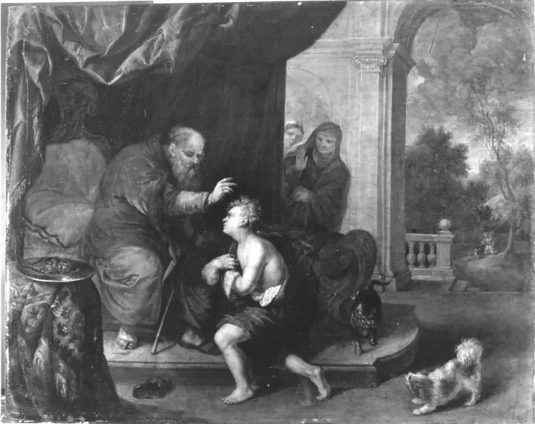 Isaak segnet Jakob, by Unknown