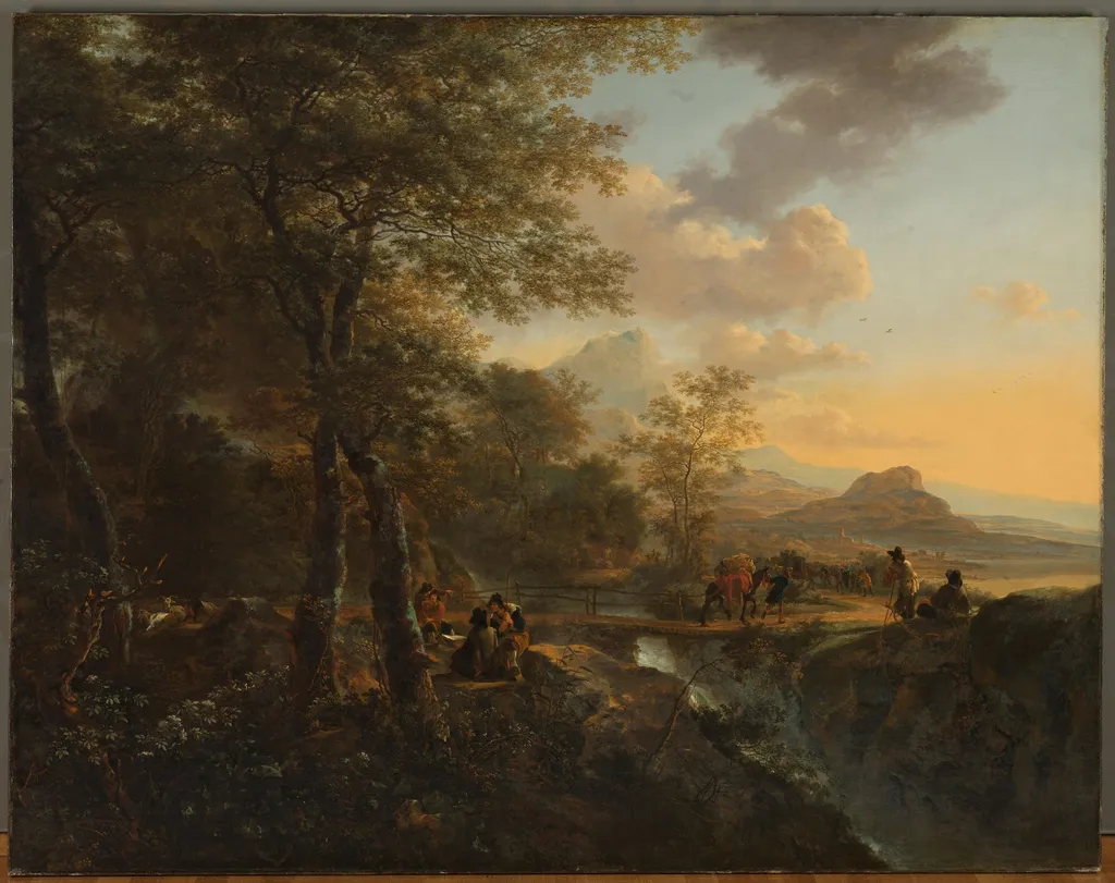 Italiaans landschap met tekenaar, by Unknown, unspecified, 1651