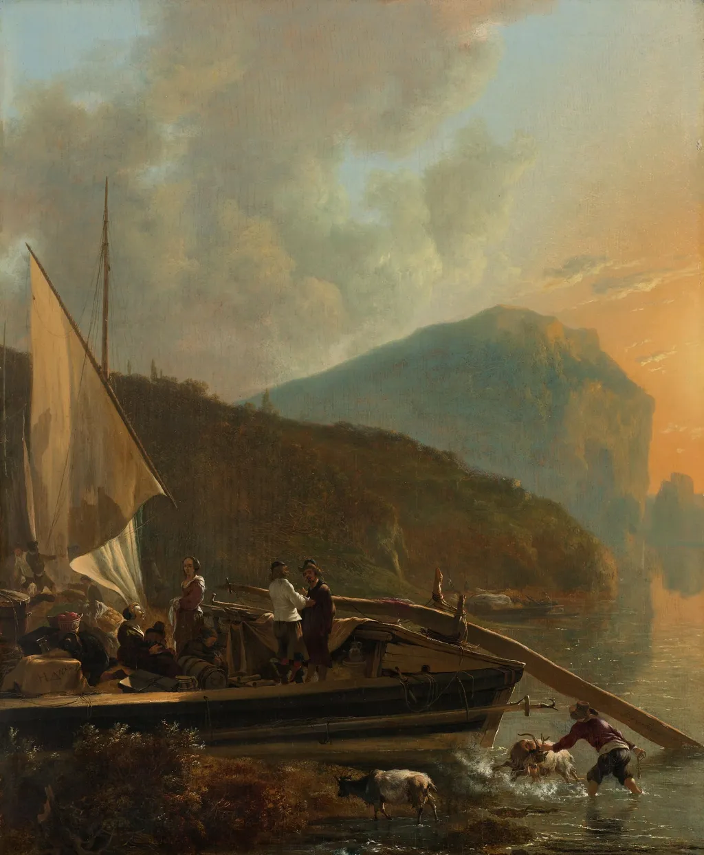 Italiaans rivierlandschap, by Unknown, unspecified, 1650