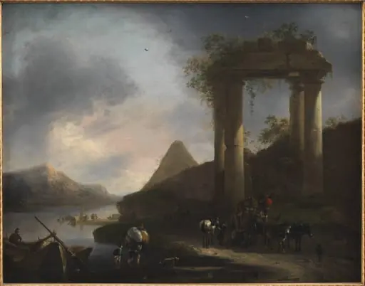 Italian Landscape with Classical Ruins, by Unknown