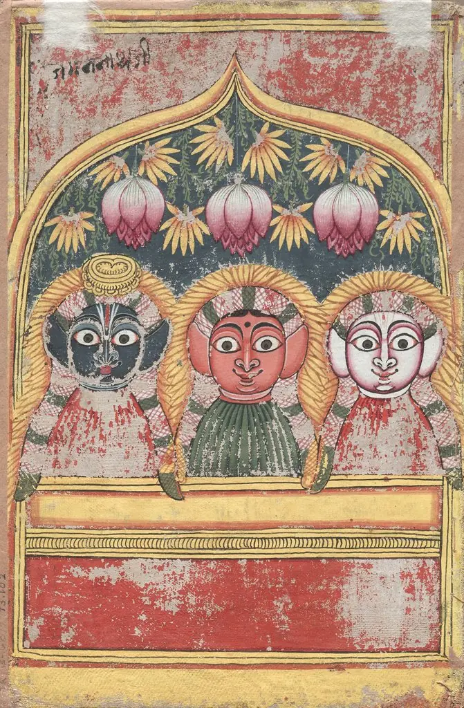 Jagannath, Subhadra and Balarama in an Arch (verso), by Unknown