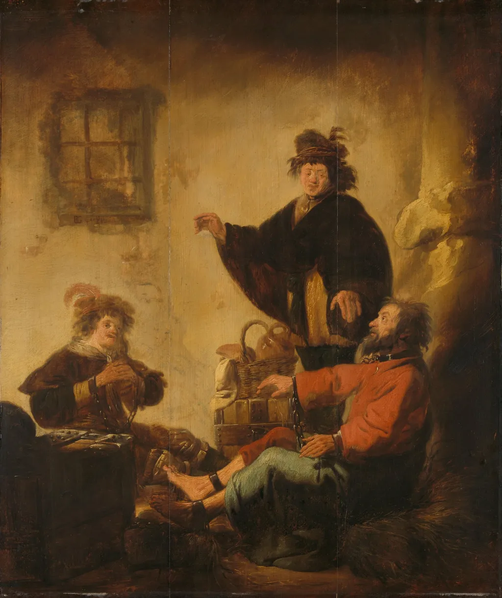 Joseph Interpreting the Dreams of the Baker and the Butler (Genesis 40:1-19), by Unknown, unspecified, 1632