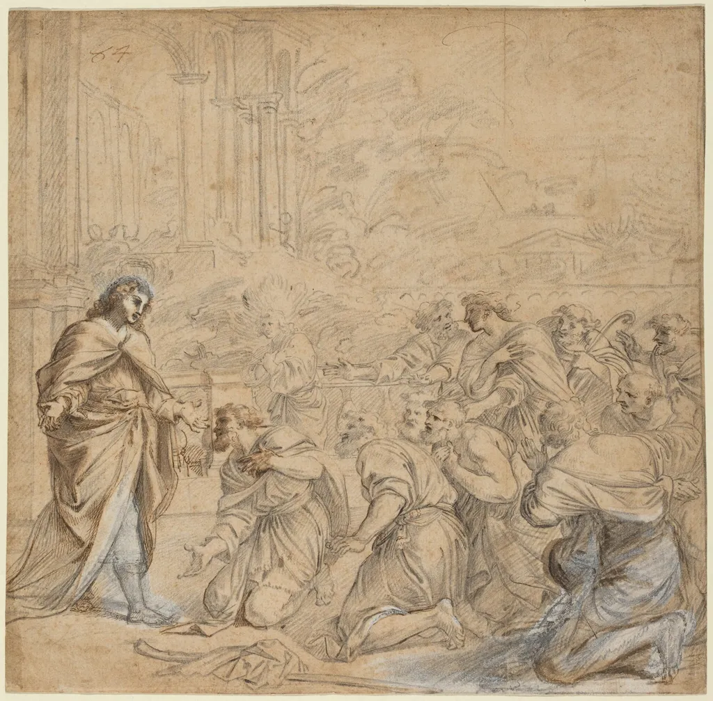 Joseph Revealing Himself to His Brothers in Egypt, by Unknown, chalk, 1655
