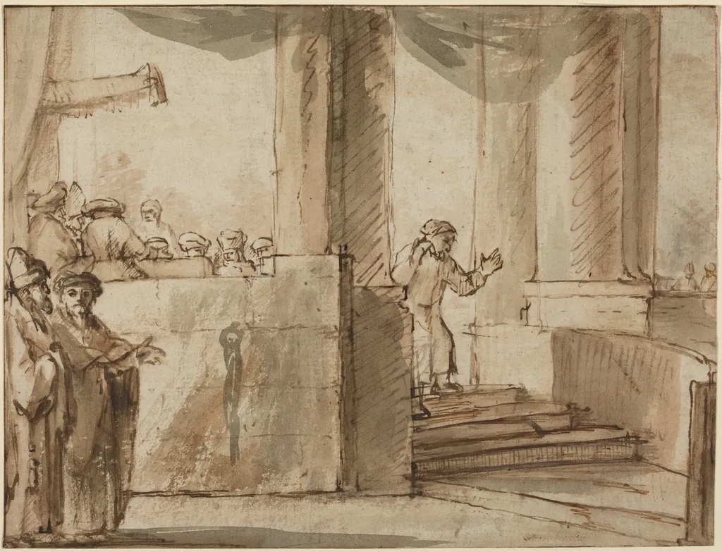Judas Leaving the High Priest, by Unknown, ink, 1638
