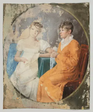 Jügel, Henriette: Zwei junge Frauen am Kaffeetisch, by Unknown, 1850