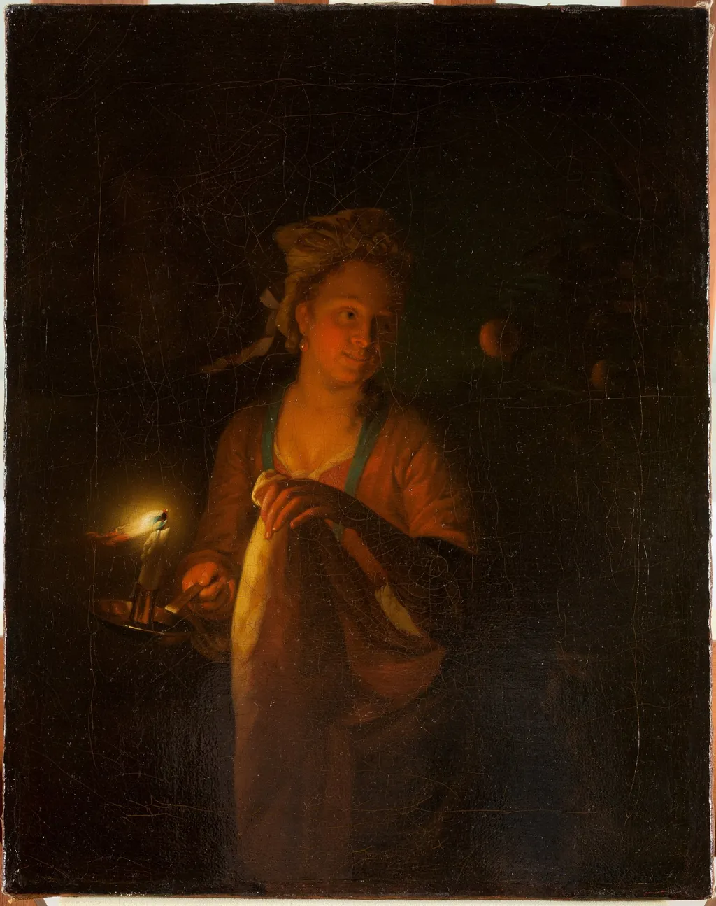 Junge Frau mit brennender Kerze, by Unknown, 1750