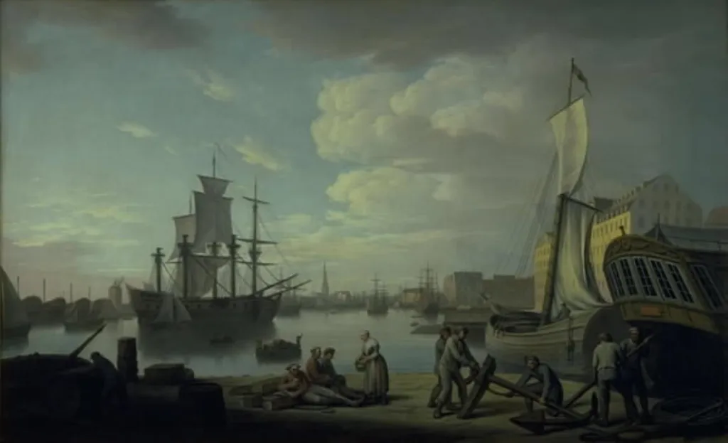 Københavns havn set fra Larsens Plads, by Unknown, 1777