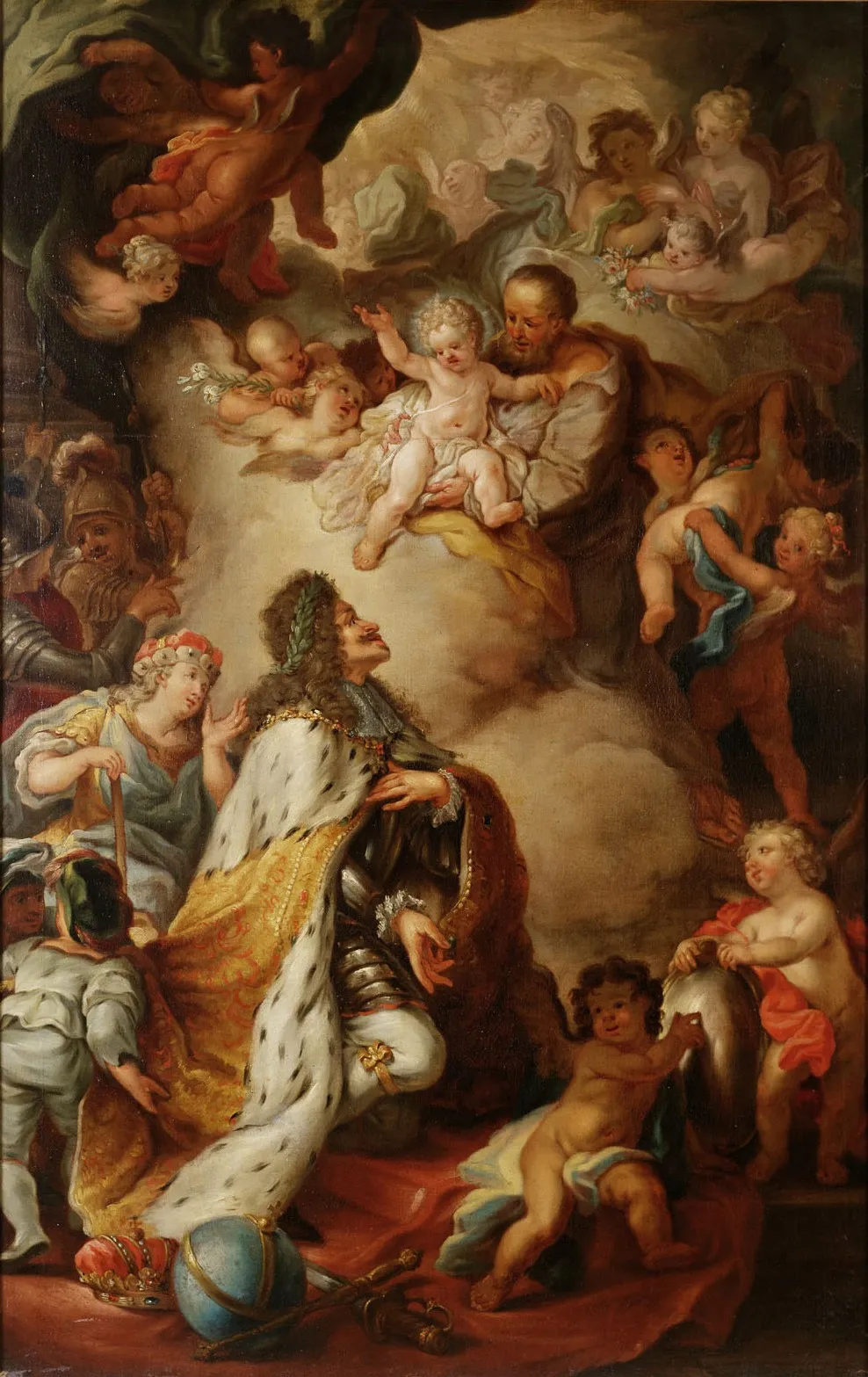 Kaiser Leopold I. (1640-1705) übergibt die Erblande dem Schutz des Hl. Joseph, by Unknown, unspecified, 1696
