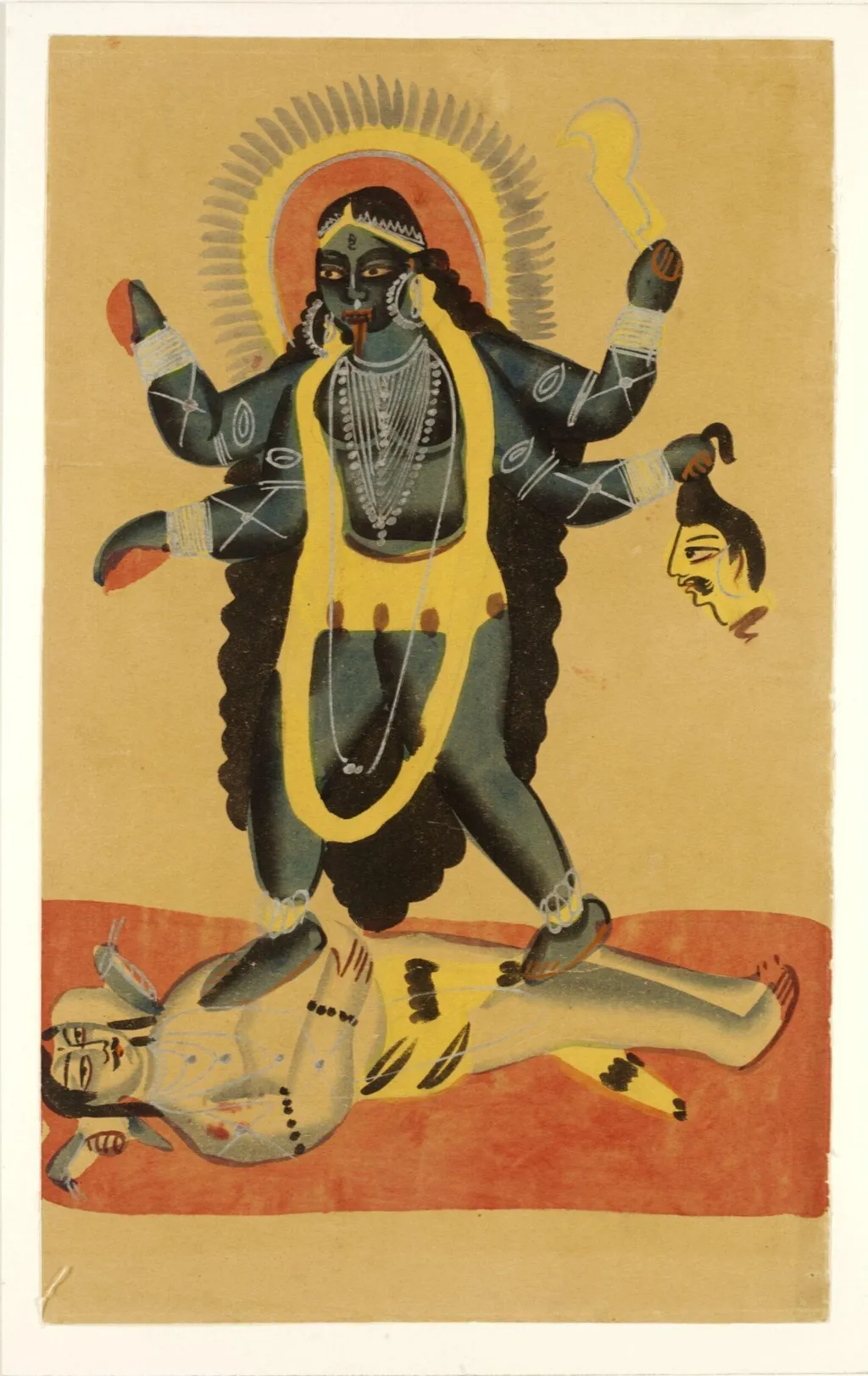 Kali and Shiva, by Unknown, paint, 1885