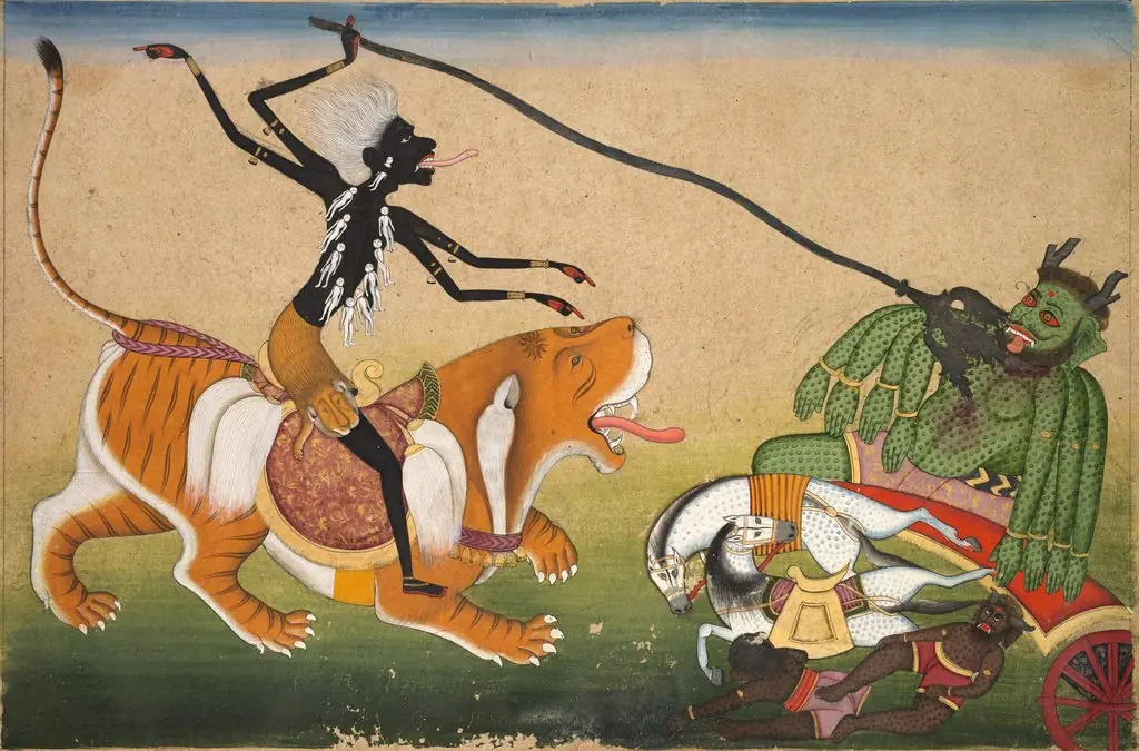 Kali Attacking Nisumbha, by Unknown