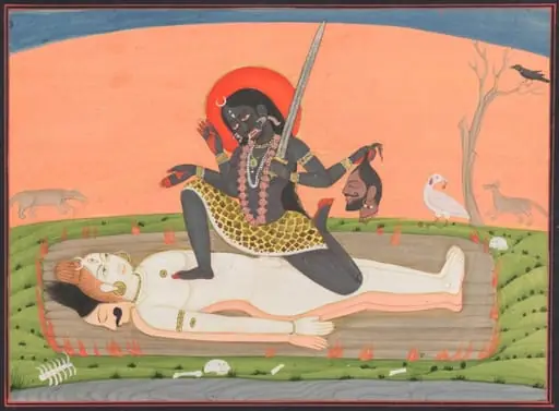 Kali on Shiva, from a Tantric Devi Series, by Unknown
