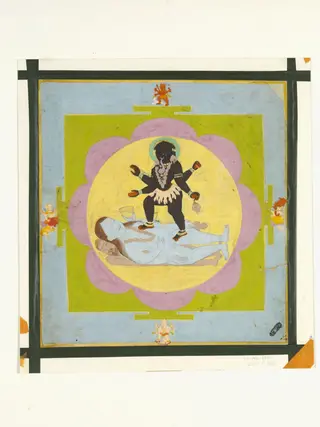 Kali standing on Shiva, by Unknown, 1850