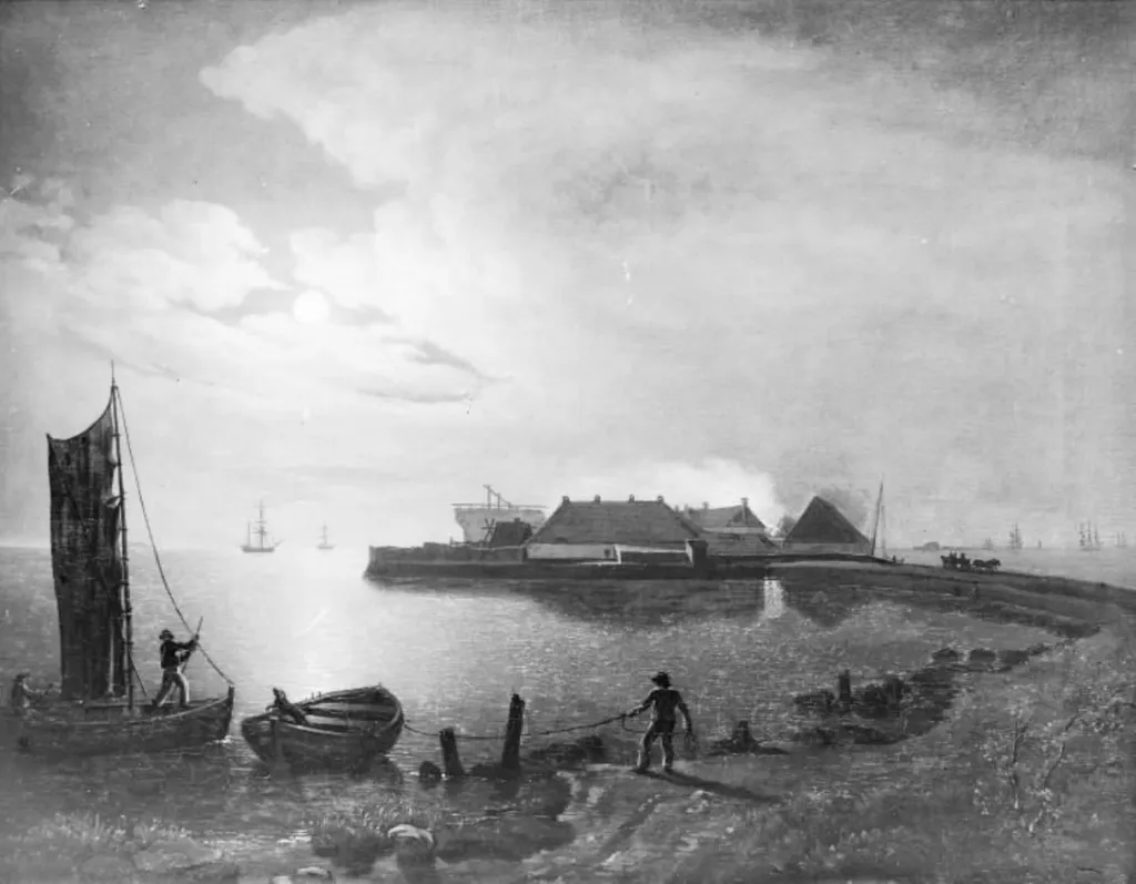 Kalkbrænderiet i måneskin, by Unknown, 1825