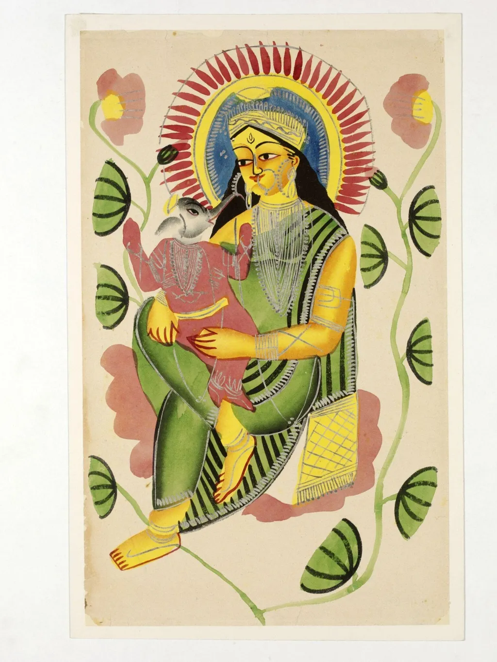 Kamala Kamini and Ganesha, by Unknown, paint, 1890
