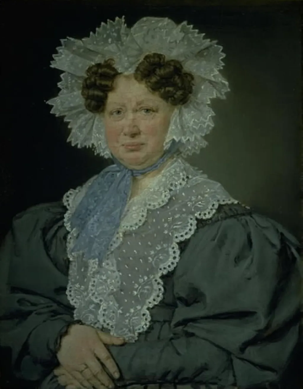 Kammerherreinde Kirsten Stampe f. Kaas (1766-1842) gift 1793 med kammerherre, Holger Baron Stampe til Nysø, by Unknown, 1831