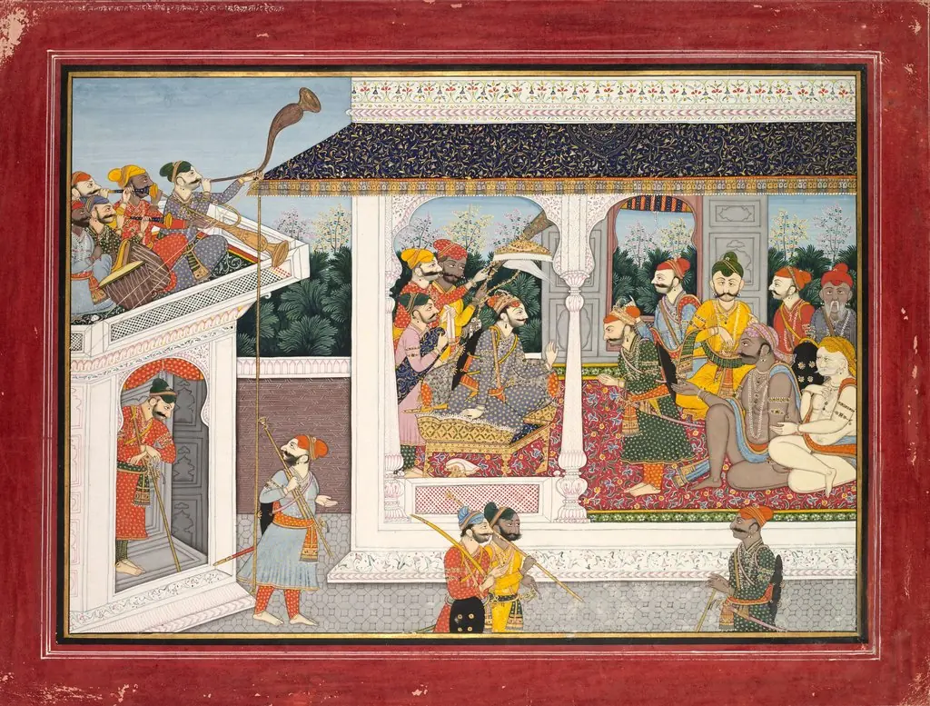 Kamsa deploys Akrura and Keshi to Braj, from a Bhagavata Purana, by Unknown