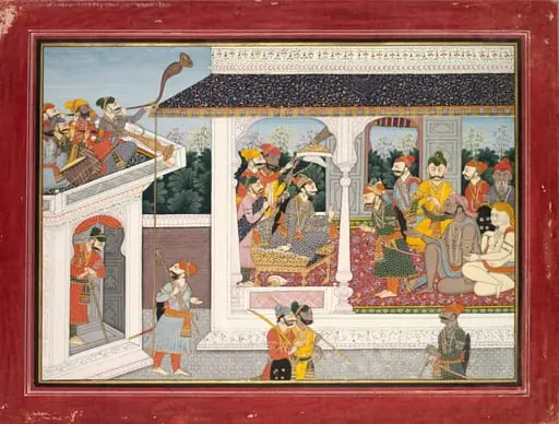Kamsa deploys Akrura and Keshi to Braj, from a Bhagavata Purana, by Unknown