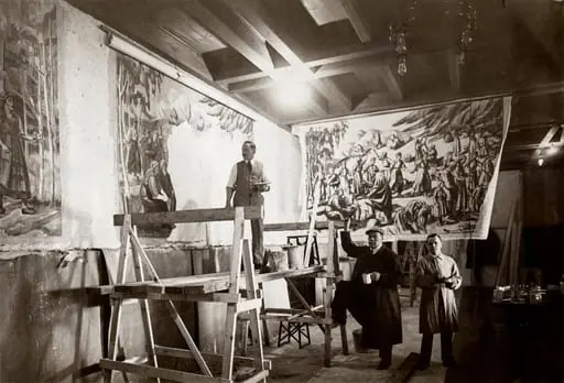 Kansallisteatterin freskojen maalaus vuonna 1928, by Unknown
