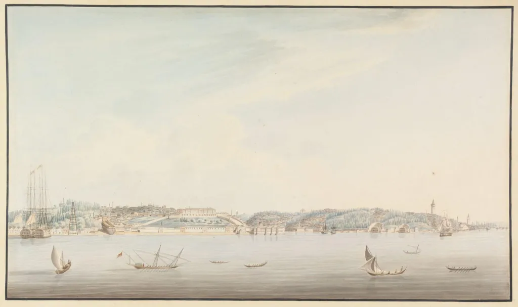 Kasim Pasa, the former Ottoman Naval Arsenal, from the Golden Horn, by Unknown, watercolor, 1820