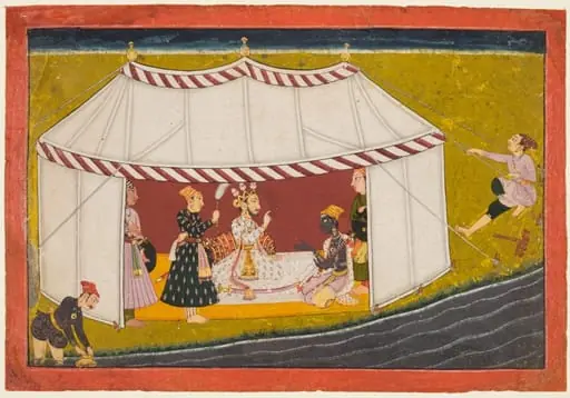 King Vikrama summons Madhava, folio 15 from a Madhavanala-Kamakandala, by Unknown