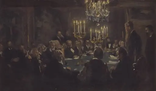 Kompositionsskitse til "Et Møde i Videnskabernes Selskab" i Videnskabernes Selskab, by Unknown