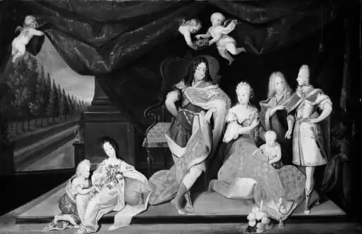 Kong Christian V med familie, by Unknown