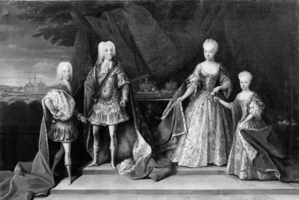 Kong Frederik IV med familie, by Unknown