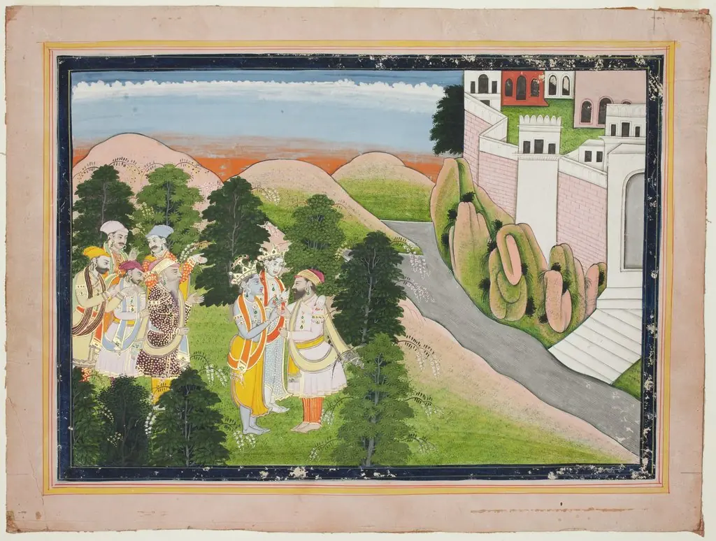 Krishna and Balarama with Various Nobles, by Unknown
