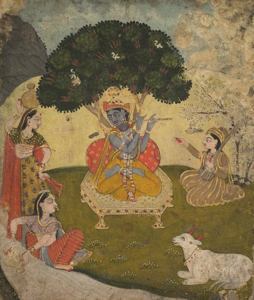 Krishna and Gopis, by Unknown, 1850