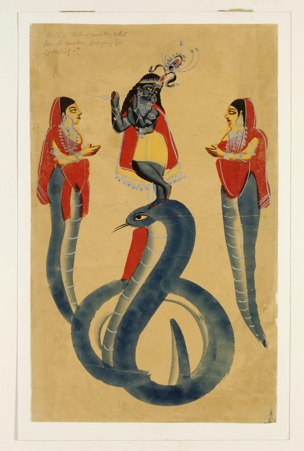 Krishna and Kaliya, by Unknown, paint, 1885