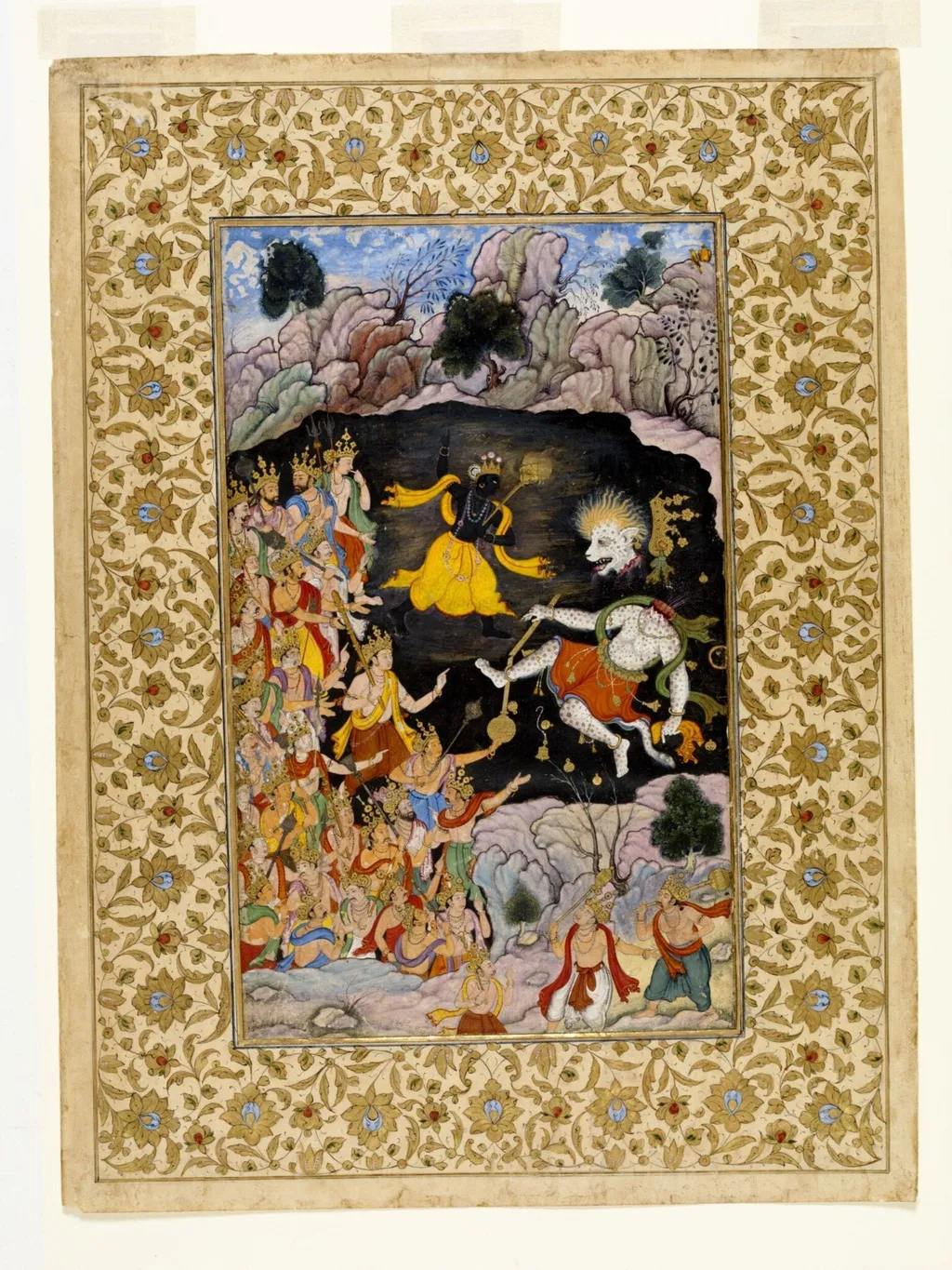 Krishna and Nikumba, by Unknown, paint, 1590
