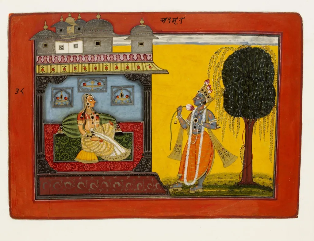 Krishna and Radha, by Unknown, paint, 1660