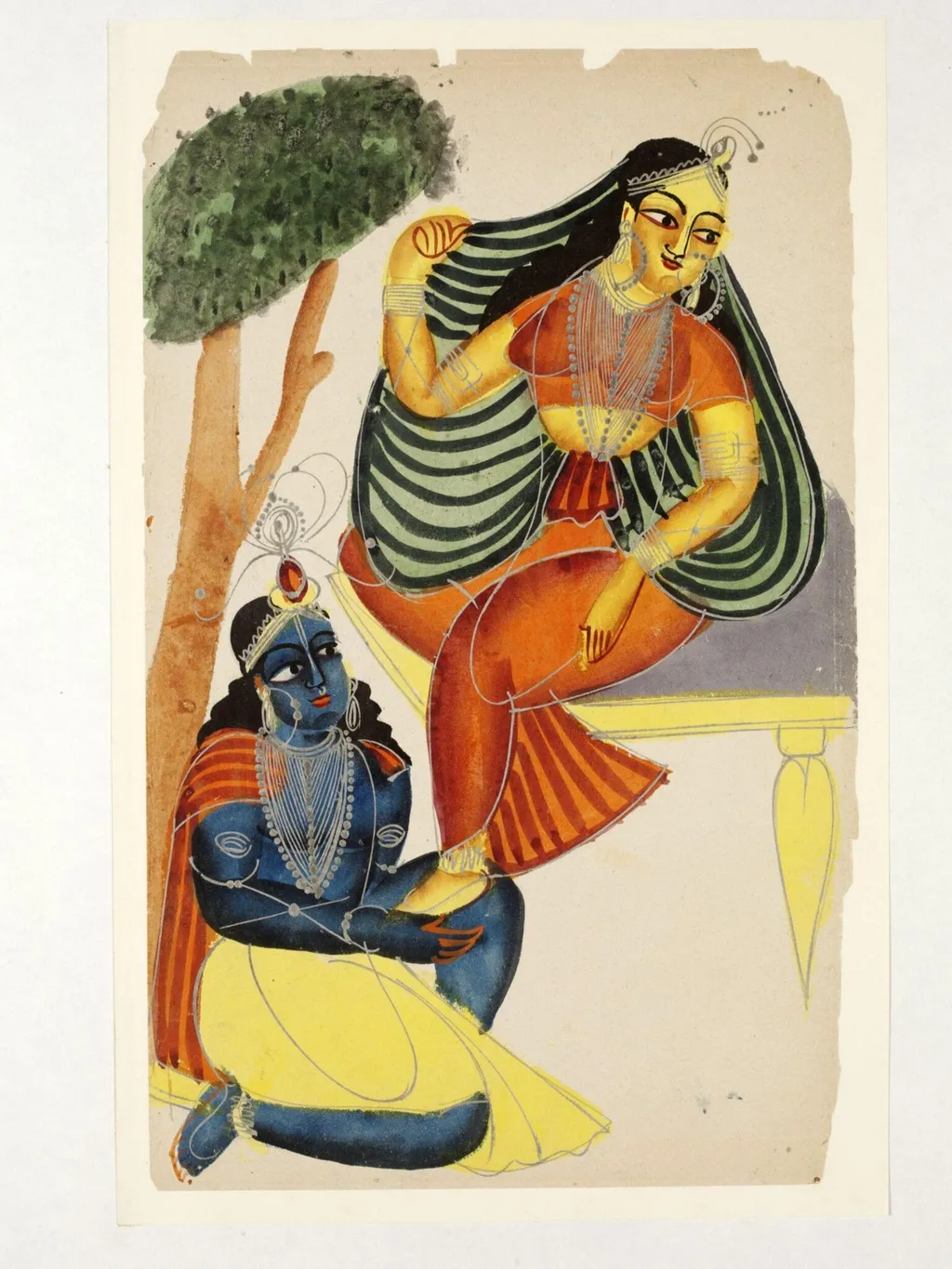 Krishna and Radha, by Unknown, paint, 1890