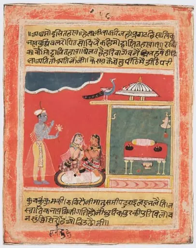 Krishna and Radha Avoid Embarrassment: Mottaita Bhava, from a Rasikapriya, by Unknown