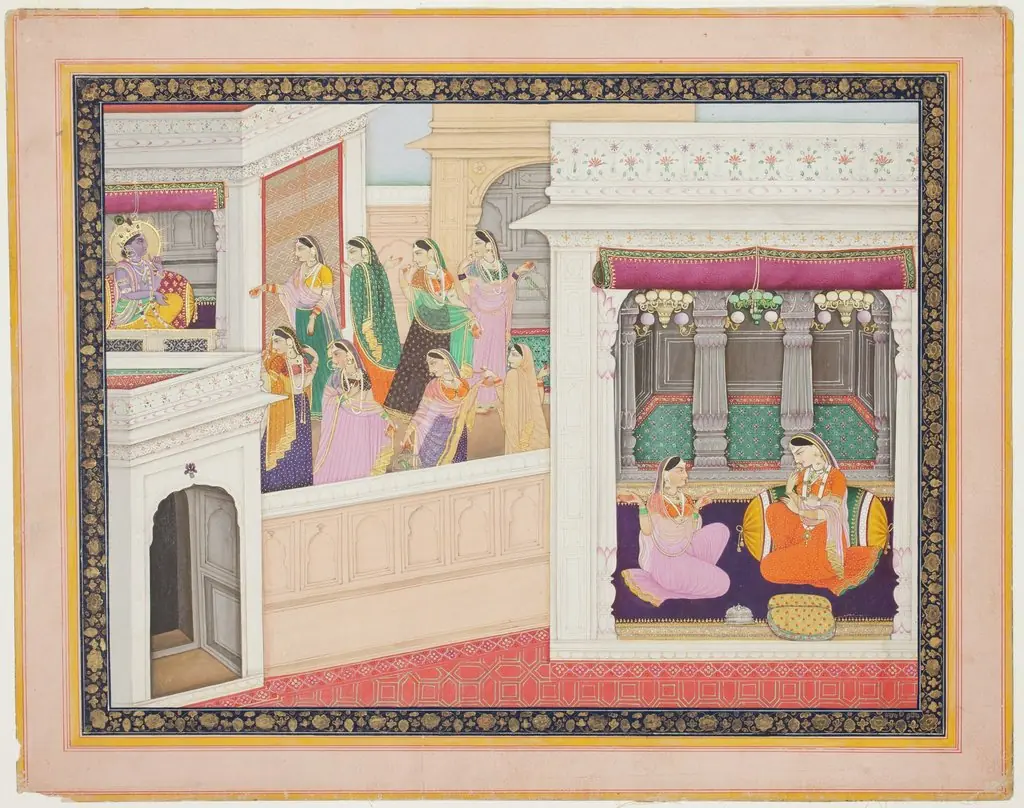 Krishna and Radha: Court Scene, by Unknown