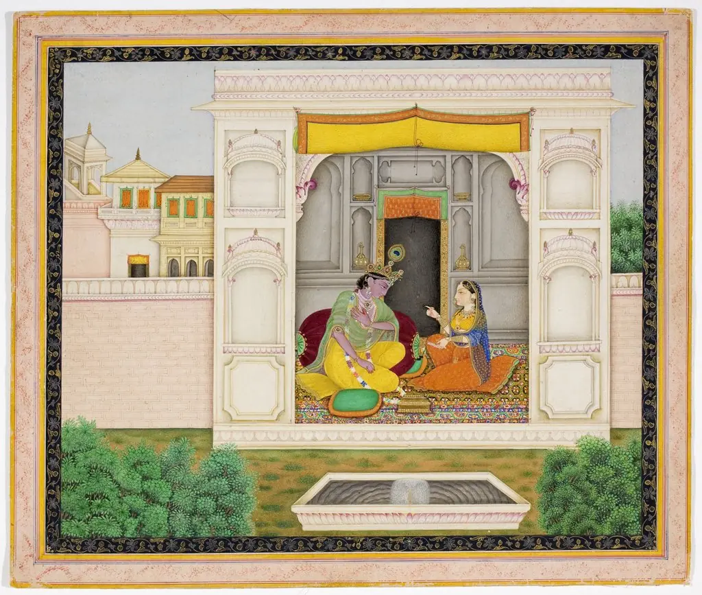 Krishna and Radha in Palace Scene, by Unknown