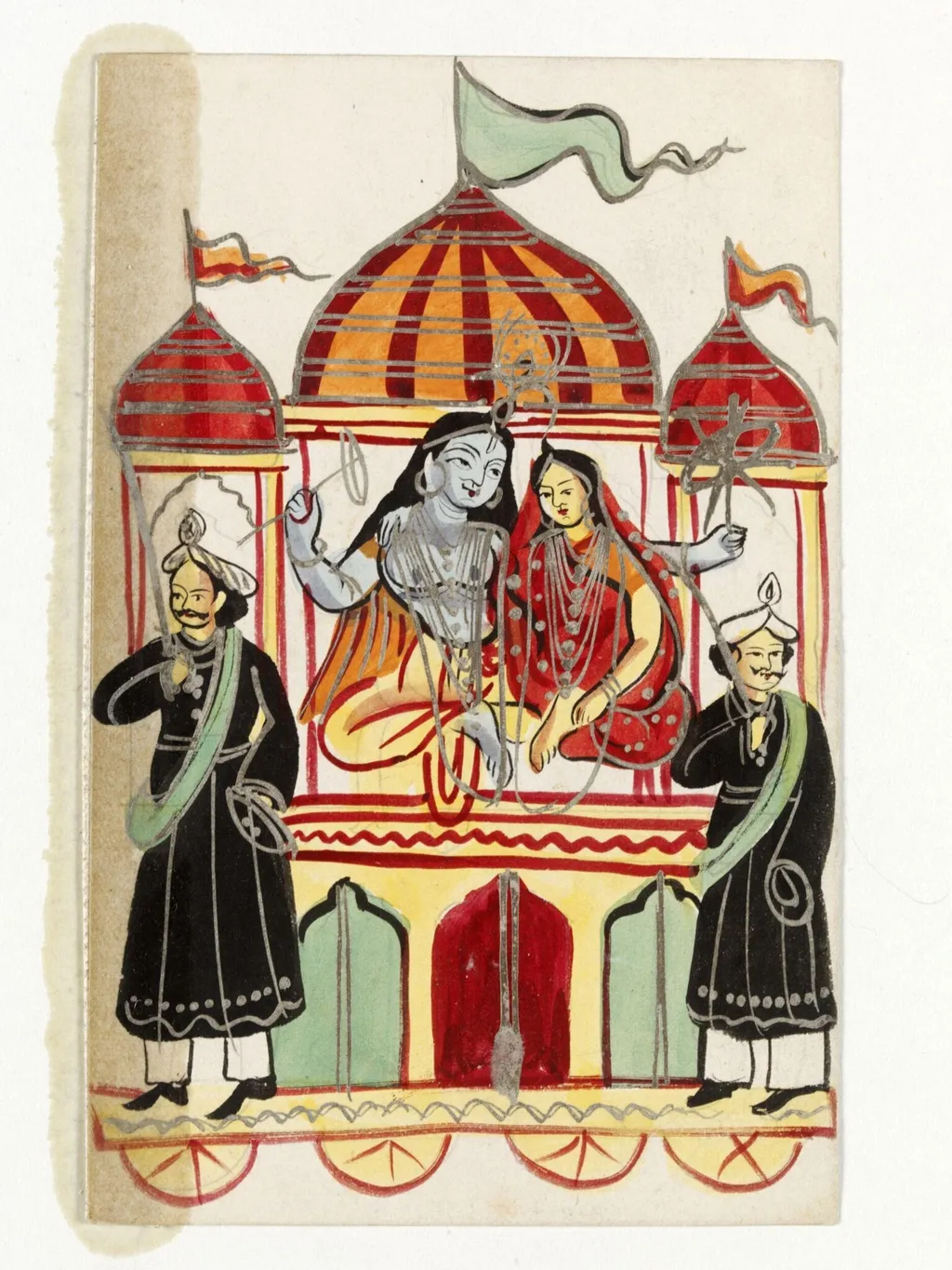 Krishna and Rukmini, by Unknown, paint, 1890