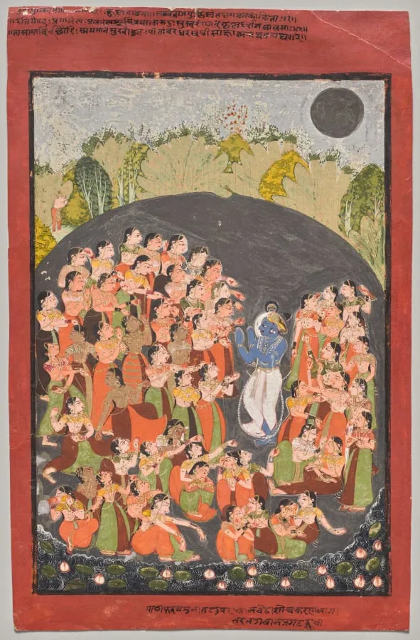 Krishna and the Gopis Gather for Rasamandala, by Unknown, unspecified, 1725