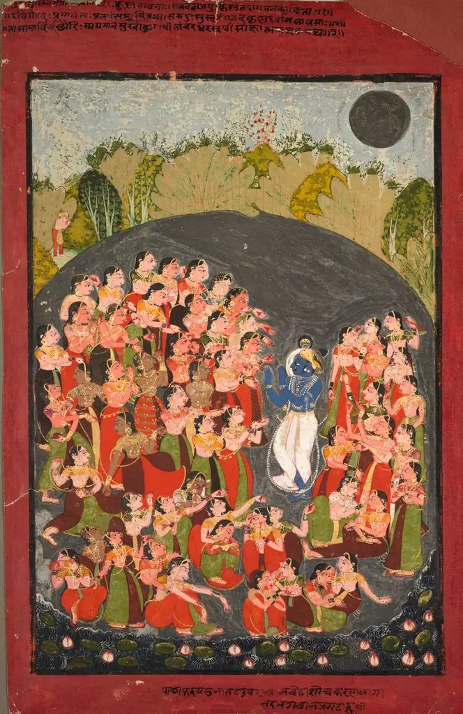Krishna and the Gopis Gather for Rasamandala, by Unknown