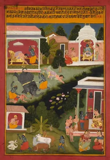 Krishna asks for sweets, from a Sursagar of Surdas (Indian, c. 1480–1580), by Unknown