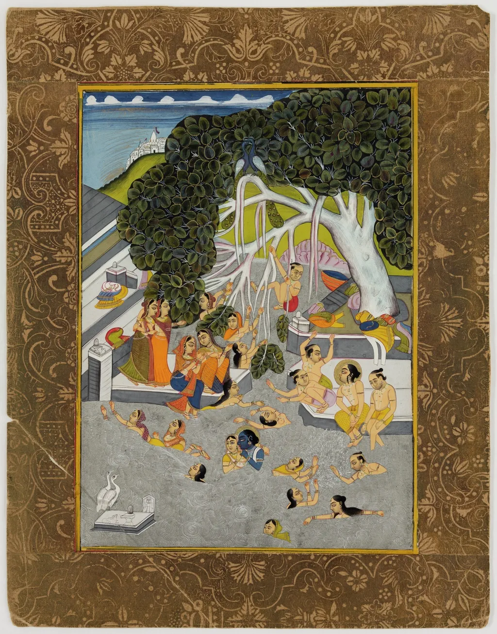 Krishna, Balarama and Gopis Swimming, by Unknown, unspecified, 1750