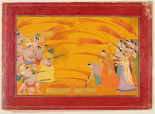 Krishna celebrates Holi, by Unknown