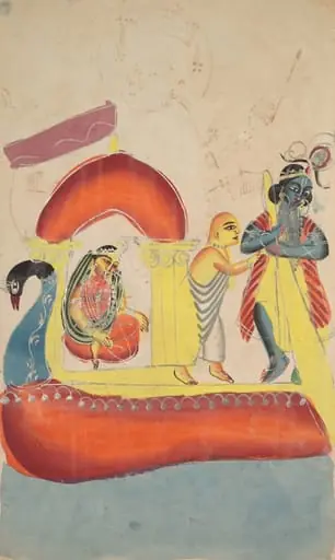 Krishna Ferrying Radha Across the Yamuna River (recto), by Unknown
